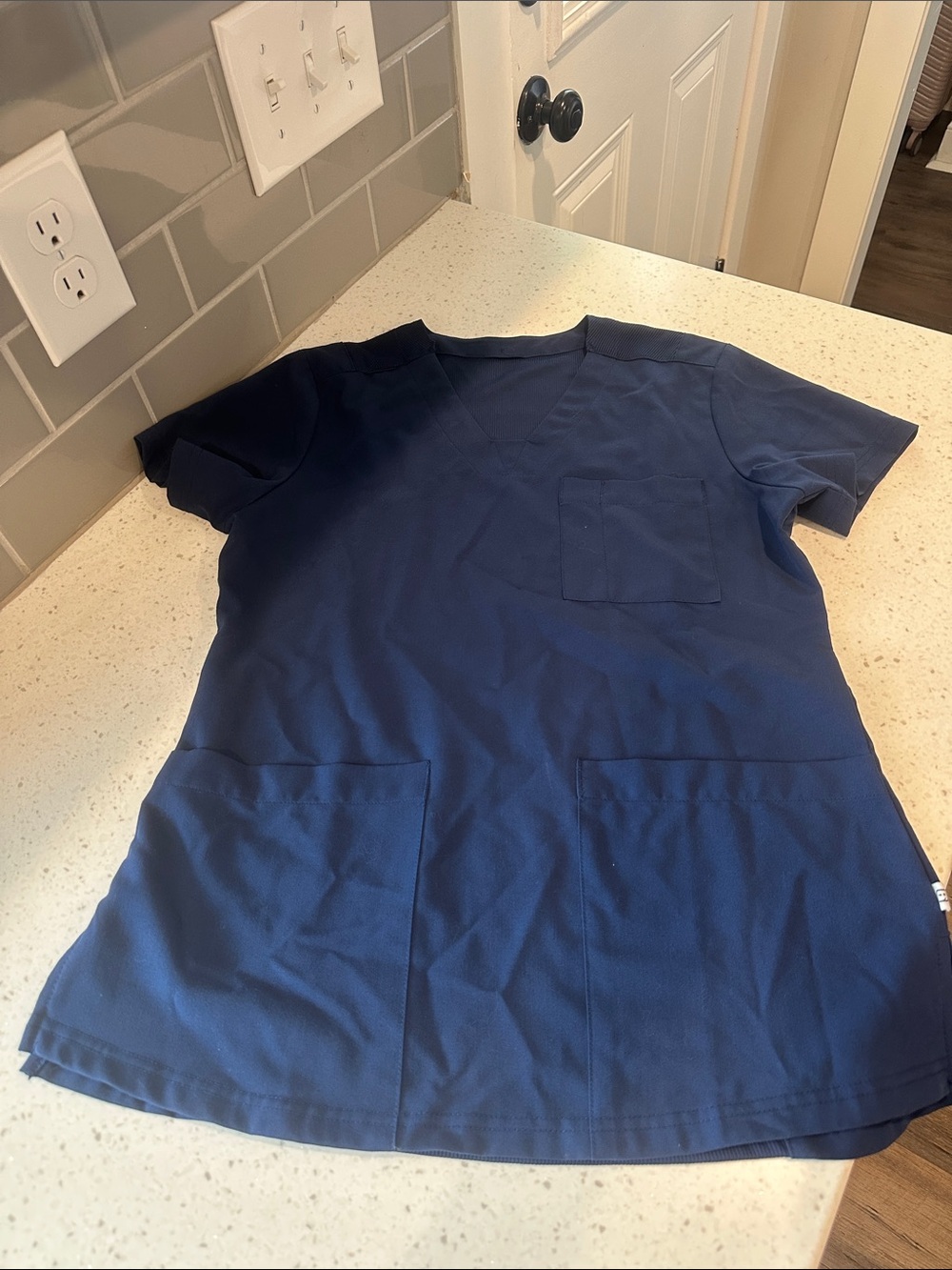 WonderWink Navy Blue V-Neck Scrub Top